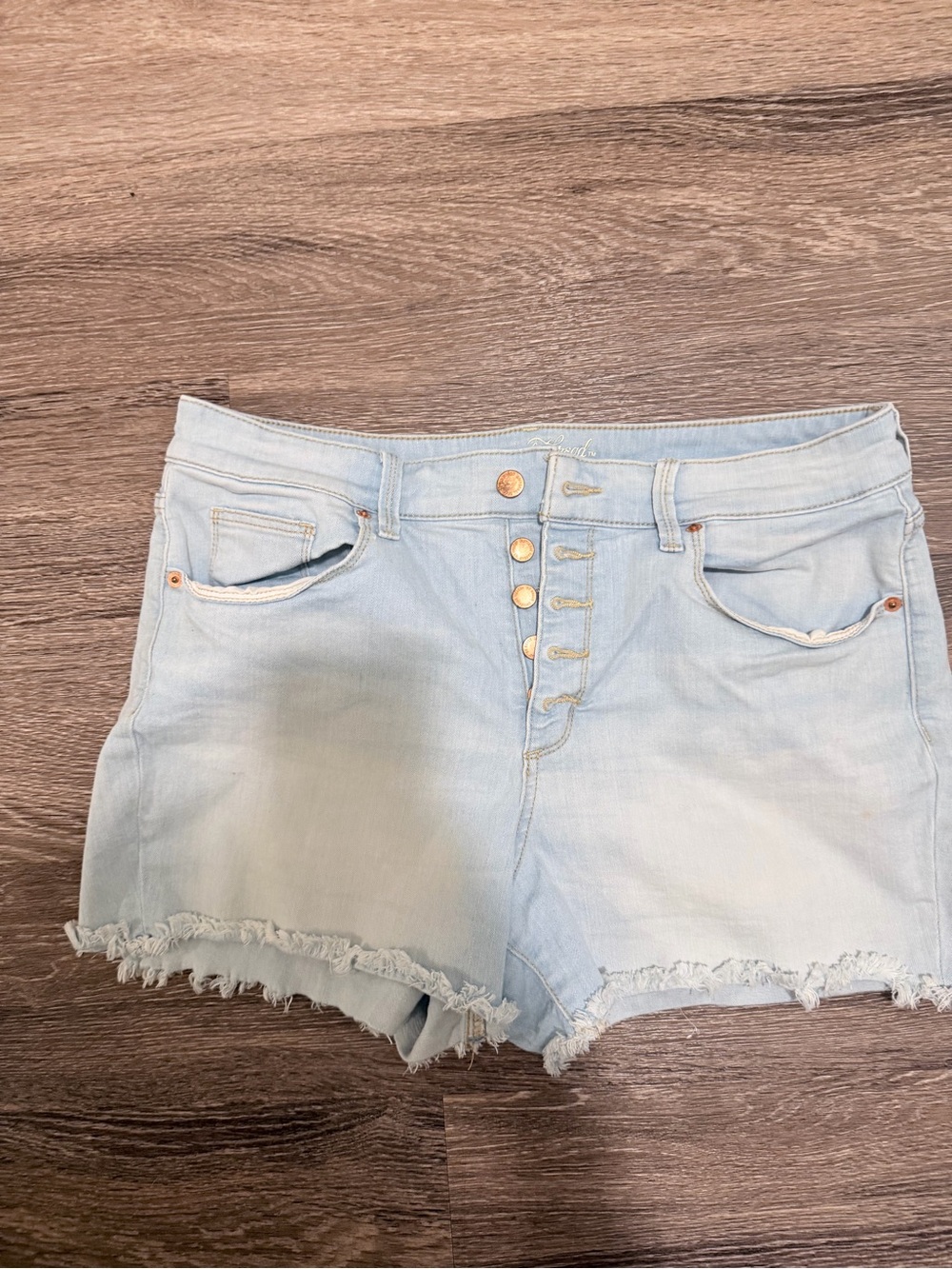 Universal Thread Light Blue High-Rise Button-Fly Denim Shorts
